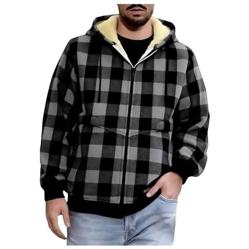 Generico felpa uomo con zip invernale passamontagna giacca hip hop stile comoda felpe con cappuccio pile balaclava hoodies autunno moda manica lunga sweatshirt cotone maglione termico spesso