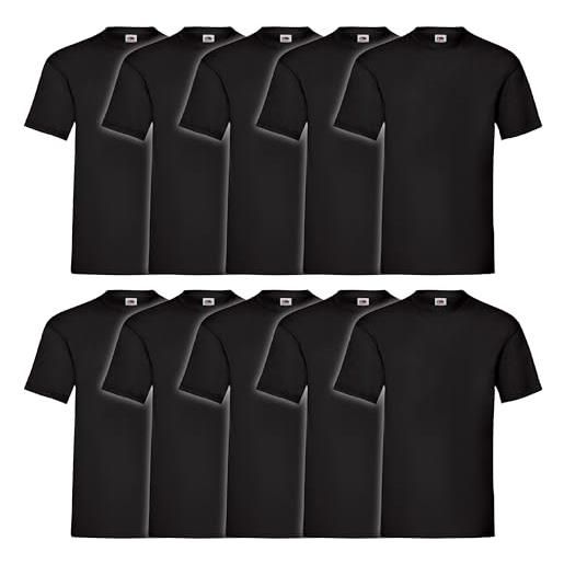 Fruit of the Loom confezione da 10 magliette valueweight taglia s - 5xl in diversi colori, 10x deep black, 5xl