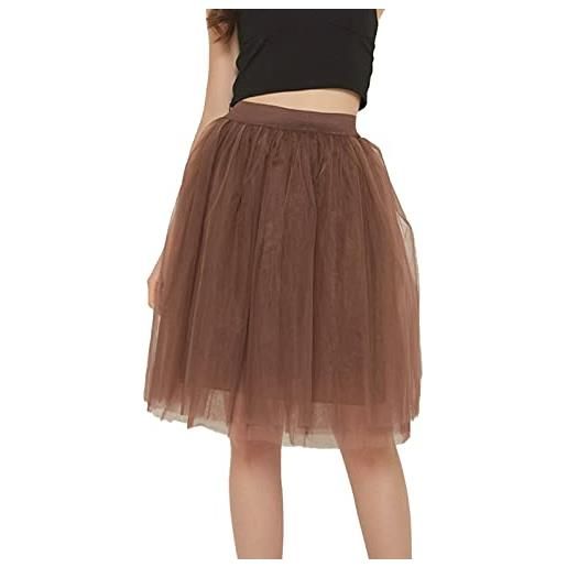 JokeLomple carnevale nuove donne gonne in tulle lunghezza al ginocchio tutu lungo per adulti gonna longuette da ballo corto a strati pantaloncini color carne