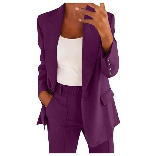 Gyaimxfu completo elegante donna con pantalone fit tailleur ufficio eleganti manica lunga aperto davanti colletto classic 2 pezzi casual complete da cocktail blazer e pantaloni matrimonio set da cerimonia