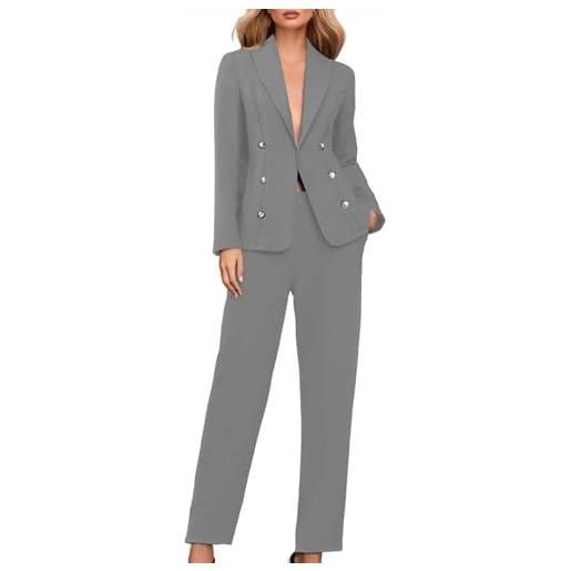 Leaomuny tailleur donna eleganti curvy invernali cerimonia giacca matrimonio pesante completo con pantalone dritti primavera blazer comunione 2 pezzi business suit con risvolto leggeri e lavoro