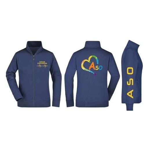 Vestin felpa unisex full zip - a. S. O. Cuore colorato con nome personalizzato - super vestibilità top qualità (it, testo, l, regular, regular, blu)