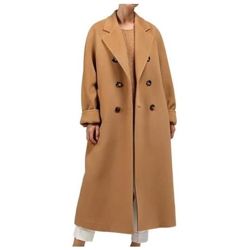 Suncadmious trench lungo con risvolto a maniche lunghe con risvolto a tacca a maniche lunghe da donna (beige, m)