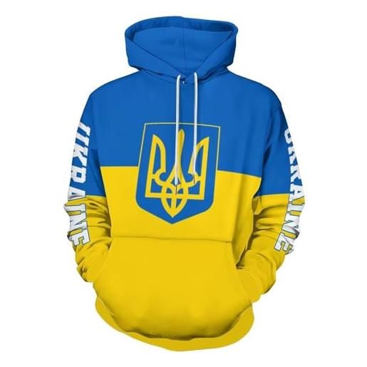 HZCRAES felpa con cappuccio unisex, felpa con cappuccio con stampa bandiera ucraina per uomo e donna, comoda felpa con cappuccio in poliestere traspirante harajuku m