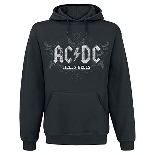 AC/DC hells bells uomo felpa con cappuccio nero s 80% cotone, 20% poliestere regular