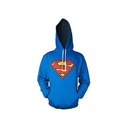 Superman shield logo uomo felpa con cappuccio blu xxl 80% cotone, 20% poliestere regular