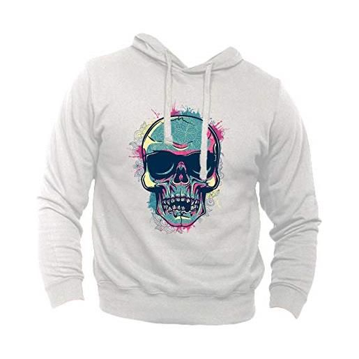 Generico felpa con cappuccio teschio calaveras colorato con occhiali da sole (blu, l)