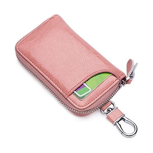 Porrasso Astuccio Portachiavi In Vera Pelle – 6 Ganci + Scomparti Per Carte, Nero - 4