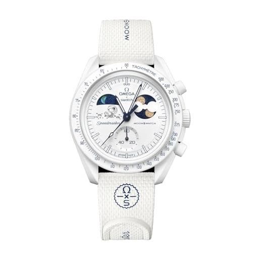 Swatch orologio da polso moonswatch omega x mission to earthphase moonshine gold cold moon dicembre