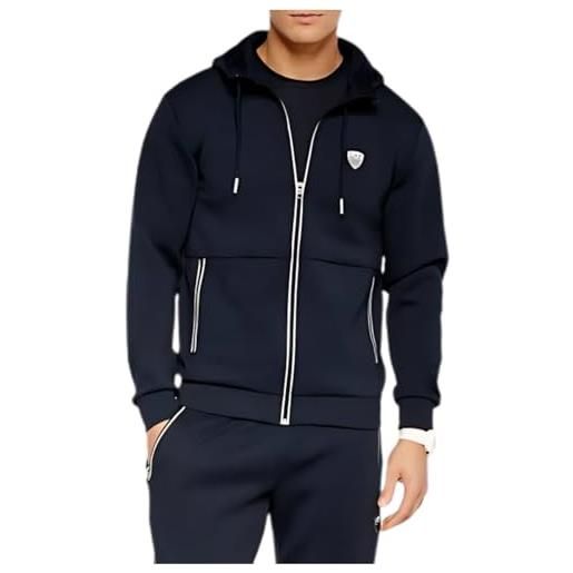 EA7 felpa uomo blu emporio armani 7 cappuccio giacca zip ea xl blu