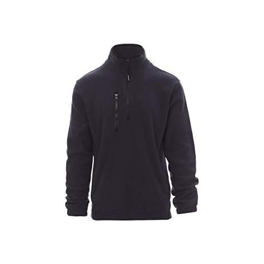 PAYPER pirenei felpa pile da lavoro uomo donna 100% poliestere mezza chiusura zip elastici stringi polso tasca frontale blu navy (s)