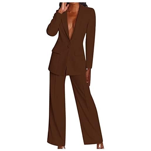 Generico tailleur donna eleganti elegante cerimonia formale blazer & pantaloni business feste completo blazer maniche lunghe ufficio taglie forti giacche da abito tinta unita lavoro tailleur 2025
