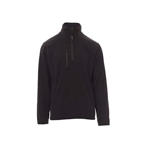 PAYPER pirenei felpa pile da lavoro uomo donna 100% poliestere mezza chiusura zip elastici stringi polso tasca frontale nero (m)