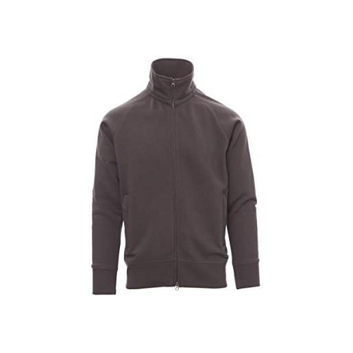 PAYPER panama+ felpa da uomo a manica lunga raglan misto cotone chiusura zip intera polsini vita in costina elasticizzata grigio smoke (xl)