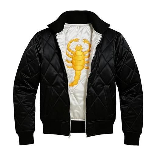Fashion_First giacca da uomo movie drive scorpion - ryan gosling trapuntato bianco raso bomber, bianco, xl