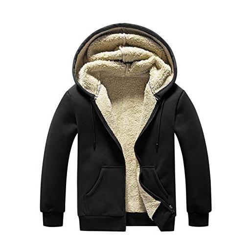 Minetom felpa uomo felpe con cappuccio zip sweatshirts sportivo invernali caldo fodera in peluche pullover hoodie giacca cappotto b nero m