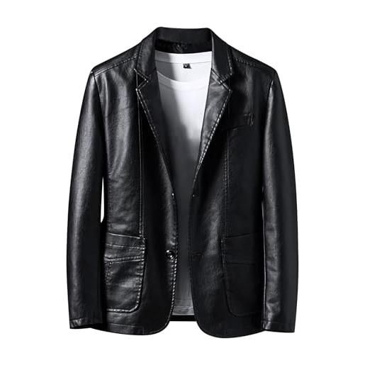 Sunnyuk giacca pelle lunga uomo, vintage elegante cappotto in ecopelle, primaverile nero borchie casuale maniche lunghe giubbotto in pelle, invernale marrone aderente impermeabile alla moda giubbino