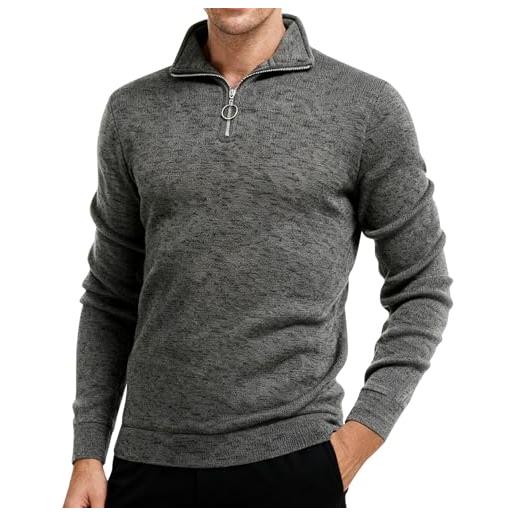 DUHGBNE felpa uomo leggera felpa da uomo oversize con collo in pelliccia e mezza cerniera stile euro-americano tessuto salutare rinforzato senza felpata invernale