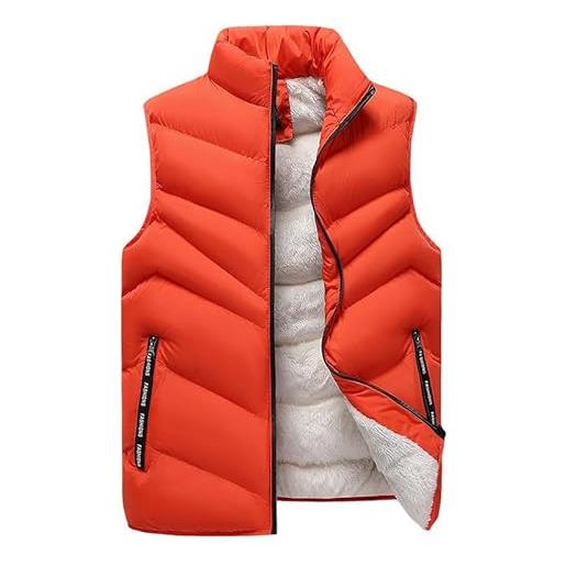 KHUSZTMI gilet uomo gilet da uomo foderato in pile invernale caldo senza maniche giacca da lavoro gilet taglie forti trapuntato imbottito gilet casual per attività all'aperto pesca escursionismo ca