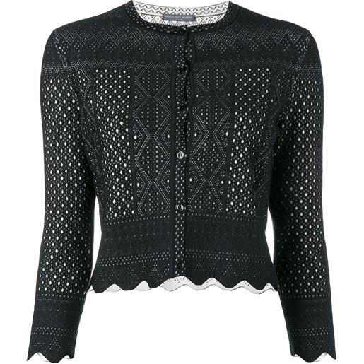 Alexander McQueen laser-cut cropped cardigan - nero