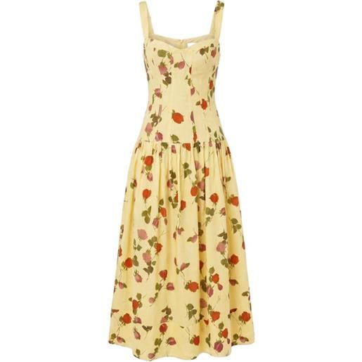 Nicholas floral-print corset midi dress - giallo