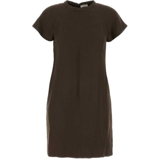 Brunello Cucinelli abito corto con maniche raglan - marrone