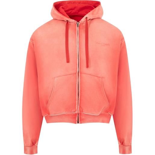 Maison Margiela felpa effetto schiarito con zip e cappuccio - rosso
