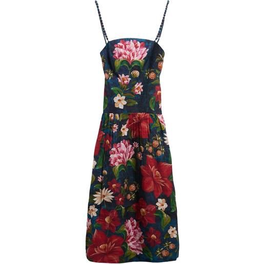 Barbour abito midi a fiori wild flower x farm rio - blu