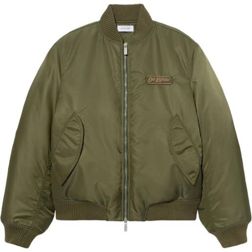 Off-White logo-patch bomber jacket - verde