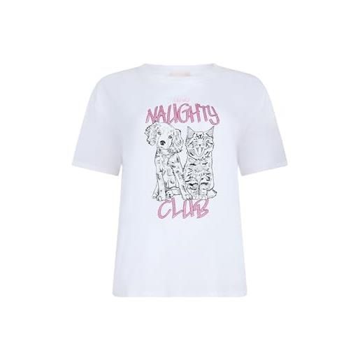 Liu Jo t-shirt manica corta wa6132 js923 bianco naughty club (it, testo, xl, regular, regular, bianco naughty club-p9265)