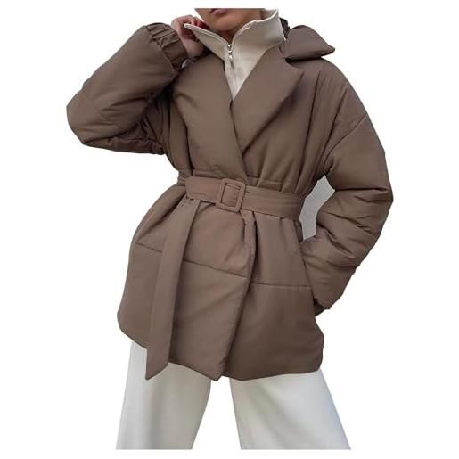 MJGkhiy piumino donna leggero invernale giacca antivento curvy comodo cappotto con zip elegante puffer jacket con cintura autunnale caldo giubbino trapuntato casual moda piumini imbottita