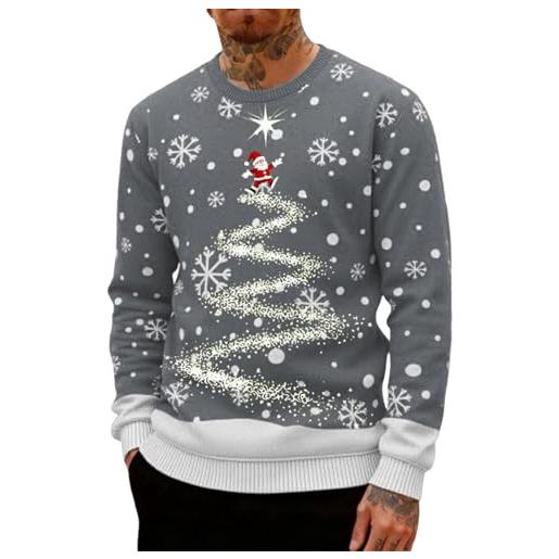 NaLatia maglione natalizio donna uomo felpa invernale brutti christmas sweater famiglia maglione di natale a manica lunga per coppia taglie forti xmas maglie termica