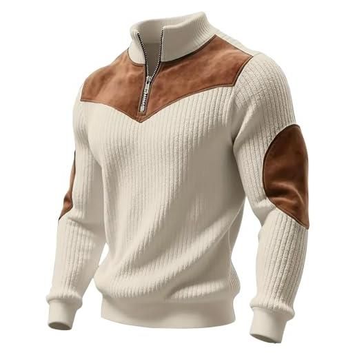 DUHGBNE felpa collo alto uomo felpa da uomo in tessuto nido d'ape con polsini elasticizzati design minimalista senza cappuccio per maglia felpata