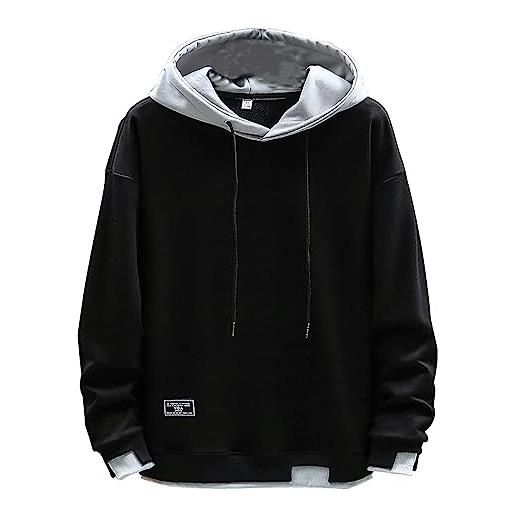 NautySaurs felpe con cappuccio per uomo patchwork cappello plain camicetta unisex con cappuccio manica lunga pullover casual moda felpa, blu, s