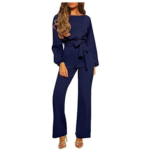 Yekdmxop tuta da donna elegante tute donna eleganti da cerimonia maniche lunghe completo donna casual pantalone trendy vita alta jumpsuit donna abiti da sera interi cerimonia monopezzi a gamba larga playsuit