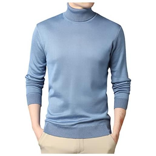 HOURVNEI 8 colore inverno uomo caldo dolcevita maglione moda casual pile spessa casuale pullover a maglia abbigliamento maschile, azzurro, m