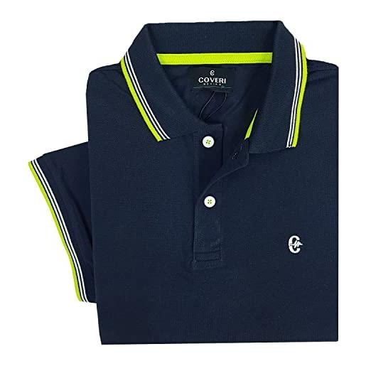 Coveri maglia a polo uomo con colletto a manica corta 100% cotone piquet m l xl xxl 3xl (xxl - blu)