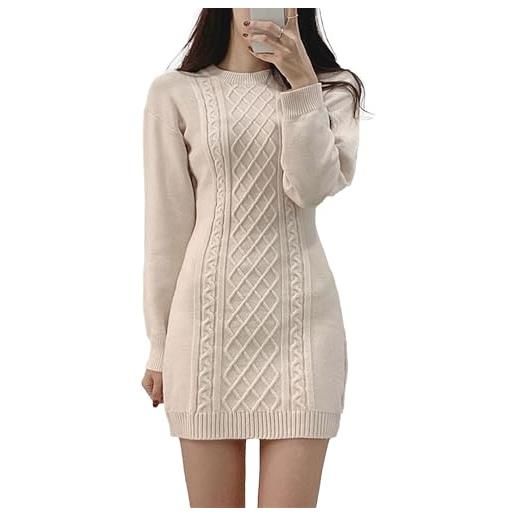 ZDJSWJ abito da donna in maglia diamantata, con scollo rotondo, sexy, stile vintage, con gonna corta, a1. , taglia unica