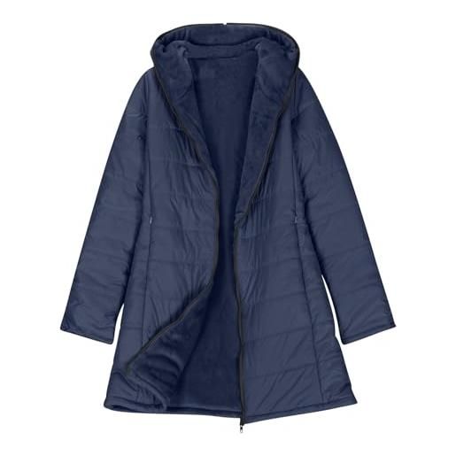Generic giacconi invernali donna giacca lunga donna women s down winter mid lenght down puffer coats ladies lightweight with hood plus size slim trench coat giubbotto invernale lungo giacca navy xl
