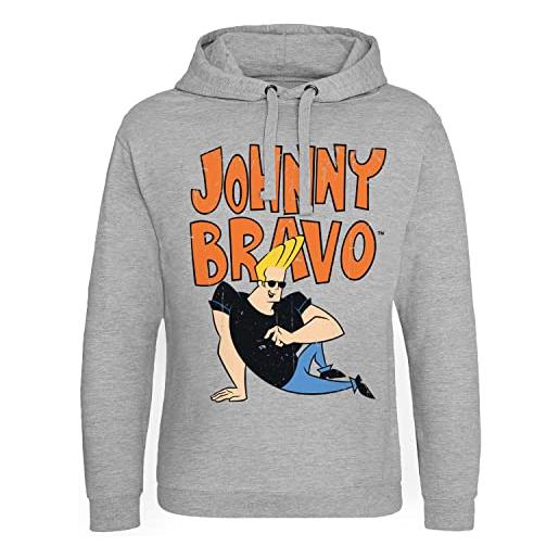 Johnny Bravo licenza ufficiale epic felpa con cappuccio (heather grigio), xx-large