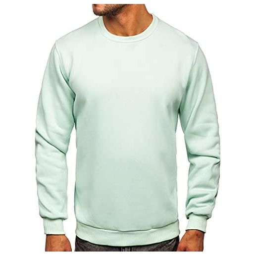 BOLF uomo felpa senza cappuccio maglia manica lunga tempo libero sport fitness outdoor basic casual style 2001 verde menta chiaro m [1a1]