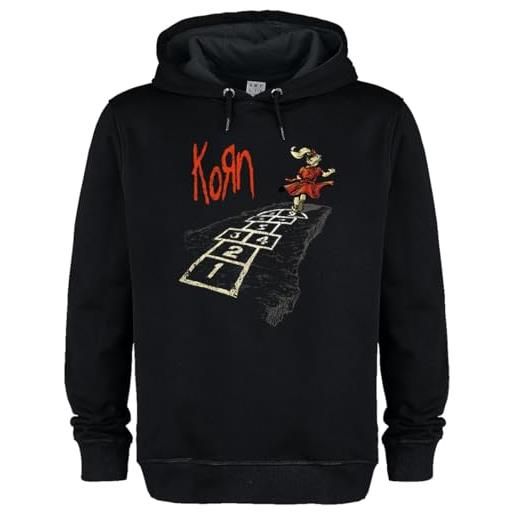 Amplified felpa con cappuccio unisex da adulto follow the leader hopscotch korn, nero, l