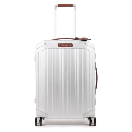 PIQUADRO - carrello cabina 55 cm a 4 ruote - alluminio di qualità - colore grigio - uomo