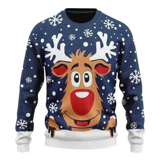 Generico felpa natale uomo-maglione natale uomo divertente con renna stampa natalizia pullover natalizio per feste invernali