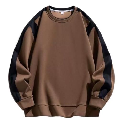 BERCIELY felpa uomo gioventù classico tendenza pullover vestibilità regolare moda urbano sportshirt leggero comodo casual manica lunga tops h-white l