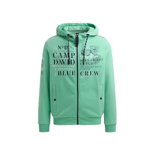 Camp David felpa da uomo con cappuccio e logo artworks, flight green, l
