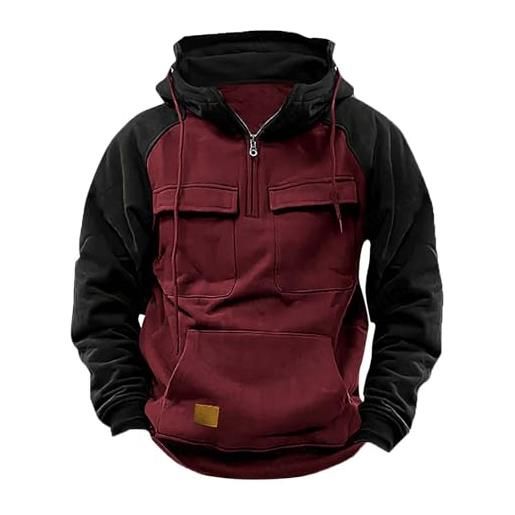 Generisch felpa da uomo blu - felpa da uomo 3xl con cappuccio giacca da mezza stagione con cerniera giacca da uomo retrò con mezza zip felpa leggera con cappuccio per attività all'aria aperta, casual