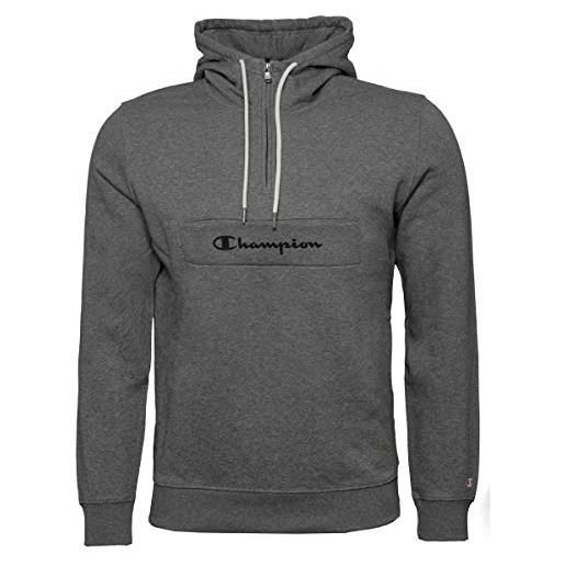 Champion felpa uomo american classic hooded mezza cerniera grigio s