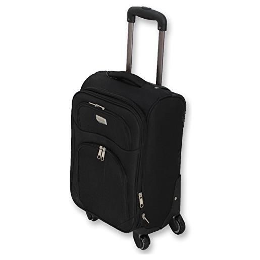 Ormi trolley piccolino espandibile semirigido in poliestere 50 cm 30 litri 4 ruote, bagaglio a mano piccolo ideale solo per brevi viaggi (nero)