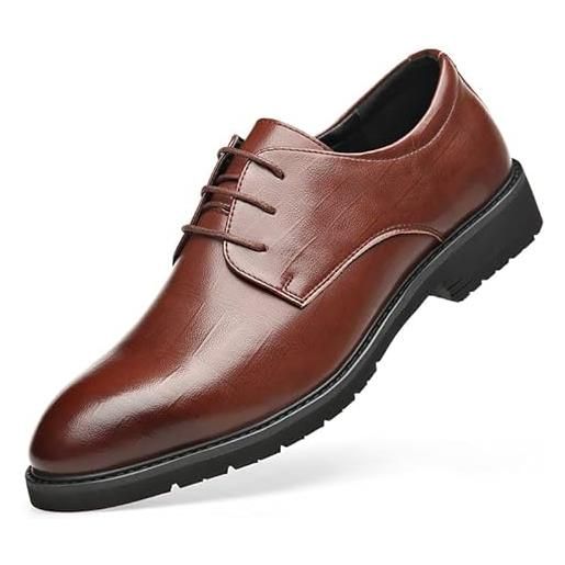Ninepointninetynine scarpe eleganti oxford da uomo scarpe derby in pelle con punta tonda e stringate suola in gomma tacco basso e tacco largo antiscivolo classico (color: nero, size: 39 eu)